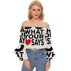 Do What Ur Heart Says Off Shoulder Flutter Bell Sleeve Top by RuuGallery10