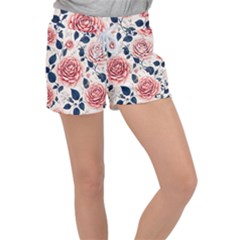 Flowers Pattern Plant Women s Velour Lounge Shorts by Grandong