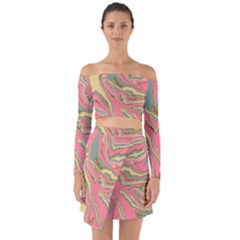 Pattern Glitter Pastel Layer Off Shoulder Top With Skirt Set by Grandong