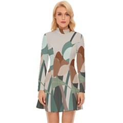 Flowers Plants Leaves Foliage Long Sleeve Velour Longline Dress by pakminggu