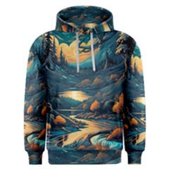 Forest River Night Evening Moon Men s Overhead Hoodie by pakminggu