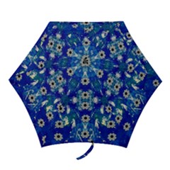 Oilpainting Blue Flowers In The Peaceful Night Mini Folding Umbrellas by pepitasart