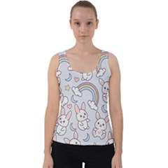 Seamless-pattern-with-cute-rabbit-character Velvet Tank Top by pakminggu