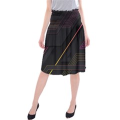 Gradient-geometric-shapes-dark-background Midi Beach Skirt by pakminggu