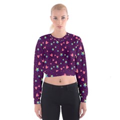 Colorful-stars-hearts-seamless-vector-pattern Cropped Sweatshirt by pakminggu