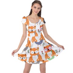 Cute-colorful-owl-cartoon-seamless-pattern Cap Sleeve Dress by pakminggu