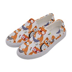 Cute-colorful-owl-cartoon-seamless-pattern Women s Canvas Slip Ons by pakminggu