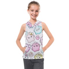 Cute-doodle-cartoon-seamless-pattern Kids  Sleeveless Hoodie by pakminggu