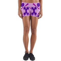 Pink And Purple Flowers Pattern Yoga Shorts by shoopshirt