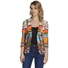 Beach Summer Drink Women s One-button 3/4 Sleeve Short Jacket by uniart180623