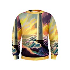 Lighthouse Colorful Abstract Art Kids  Sweatshirt by uniart180623