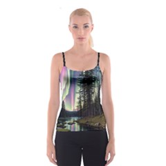 Northern Lights Aurora Borealis Spaghetti Strap Top by uniart180623