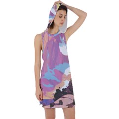 Pink Mountains Grand Canyon Psychedelic Mountain Racer Back Hoodie Dress by uniart180623