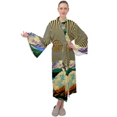 Surreal Art Psychadelic Mountain Maxi Velvet Kimono by uniart180623