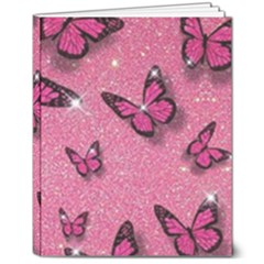 Pink Glitter Butterfly 8  X 10  Hardcover Notebook by uniart180623