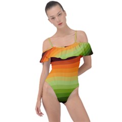 Swirl Abstract Twirl Wavy Wave Pattern Frill Detail One Piece Swimsuit by pakminggu