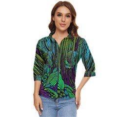 Spectral Forest Nature Women s Quarter Sleeve Pocket Shirt