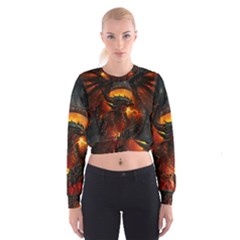 Dragon Art Fire Digital Fantasy Cropped Sweatshirt by Bedest