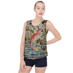 Fish Underwater Cubism Mosaic Bubble Hem Chiffon Tank Top by Bedest