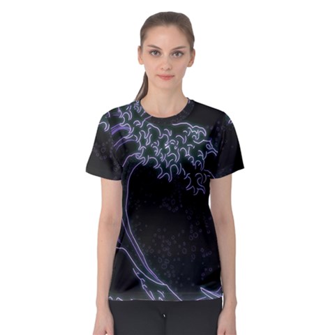 Vapor Wave Aesthetic Art Neon Asian Kanagawa Japanese Women s Sport Mesh T-shirt by Cowasu