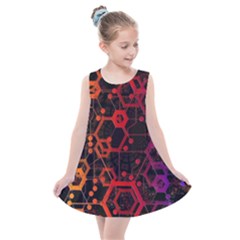 Abstract Red Geometric Kids  Summer Dress