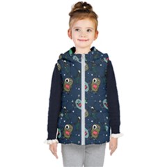 Monster Alien Pattern Seamless Background Kids  Hooded Puffer Vest by pakminggu