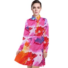 Colorful-100 Long Sleeve Chiffon Shirt Dress