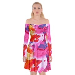 Colorful-100 Off Shoulder Skater Dress