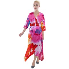 Colorful-100 Quarter Sleeve Wrap Front Maxi Dress by nateshop