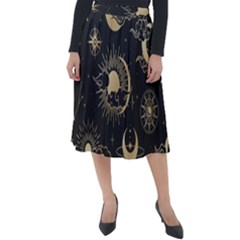 Asian Seamless Pattern With Clouds Moon Sun Stars Vector Collection Oriental Chinese Japanese Korean Classic Velour Midi Skirt  by pakminggu