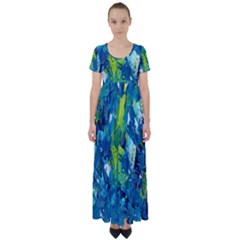 Painting-01 High Waist Short Sleeve Maxi Dress