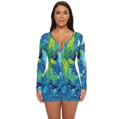 Painting-01 Long Sleeve Boyleg Swimsuit