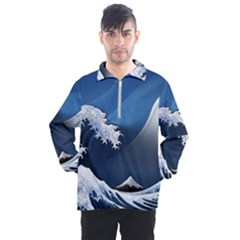 The Great Wave Off Kanagawa Men s Half Zip Pullover by pakminggu