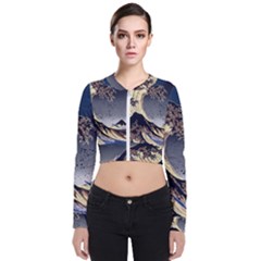 The Great Wave Off Kanagawa Japan Japanese Waves Long Sleeve Zip Up Bomber Jacket by pakminggu