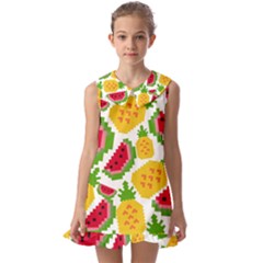 Watermelon -12 Kids  Pilgrim Collar Ruffle Hem Dress by nateshop