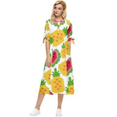 Watermelon -12 Bow Sleeve Chiffon Midi Dress by nateshop