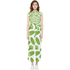 Vegetable Pattern With Composition Broccoli Women s Frill Top Chiffon Jumpsuit by pakminggu