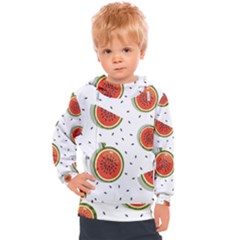 Seamless Background Pattern With Watermelon Slices Kids  Hooded Pullover by pakminggu