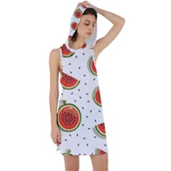 Seamless Background Pattern With Watermelon Slices Racer Back Hoodie Dress by pakminggu