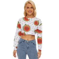 Seamless Background Pattern With Watermelon Slices Lightweight Long Sleeve Sweatshirt by pakminggu