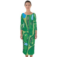 Golf Course Par Golf Course Green Quarter Sleeve Midi Bodycon Dress by Cowasu