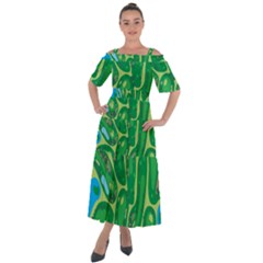 Golf Course Par Golf Course Green Shoulder Straps Boho Maxi Dress  by Cowasu