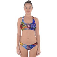 Beauty Stained Glass Castle Building Cross Back Hipster Bikini Set by Cowasu