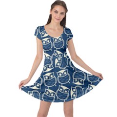 Cute Seamless Owl Background Pattern Cap Sleeve Dress by Bedest