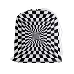 Optical-illusion-chessboard-tunnel Drawstring Pouch (2xl) by Bedest