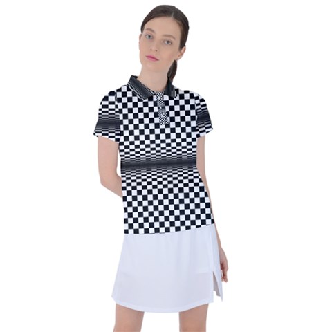 Art-optical-black-white-contrast Women s Polo T-shirt by Bedest