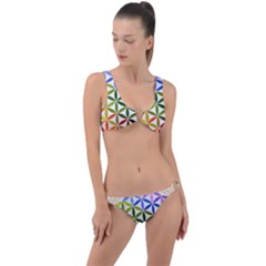 Mandala Rainbow Colorful Ring Detail Crop Bikini Set