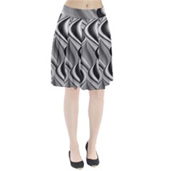 Waves-black-and-white-modern Pleated Skirt