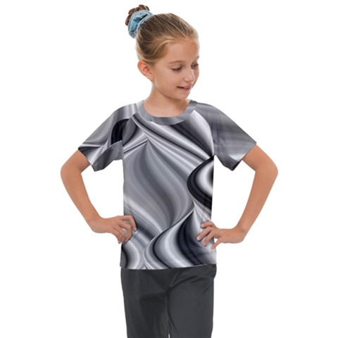 Waves-black-and-white-modern Kids  Mesh Piece T-shirt by Bedest