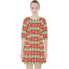 Christmas-papers-red-and-green Quarter Sleeve Pocket Dress